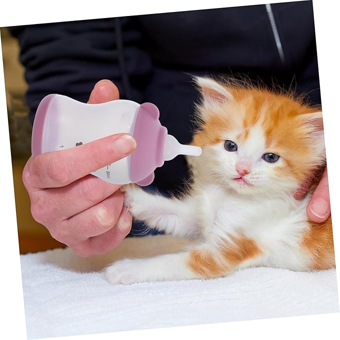 VANZACK 2PCS PET Nursing Bottle Set Silicone Nipple Feeding Bottles for Puppies and Kittens Portable Milk Feeder for Small Animals for Travel and Outdoor Use