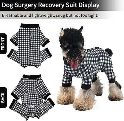 Dog Onesie for After Surgery Recovery Suit Pet Surgical Suit for Female Male Cone E-Collar Alternatives After Spay Abdominal Wounds Protector Dog Anti-Licking Onesie for Small Medium Dogs