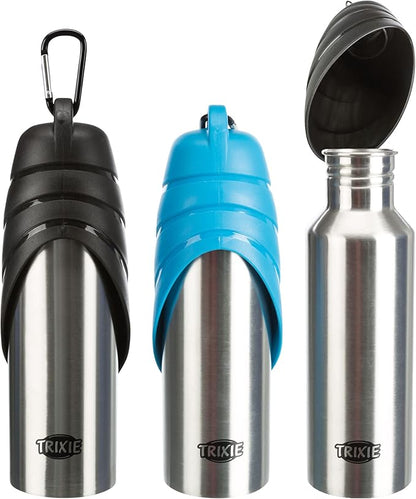 Trixie Bottle with bowl, stainless steel/plastic (Assorted Color)