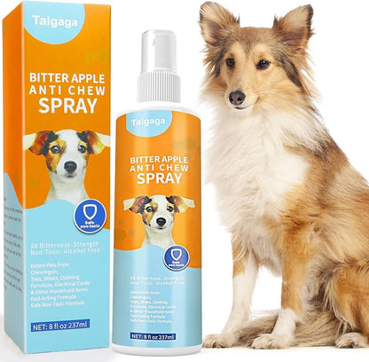 No Chew Spray for Dogs 237 ML, Bitter Apple Spray for Dogs to Far Away Chewing, Cats and Dogs Training Behavior Aids, Keep Away Destructive Chewing Licking