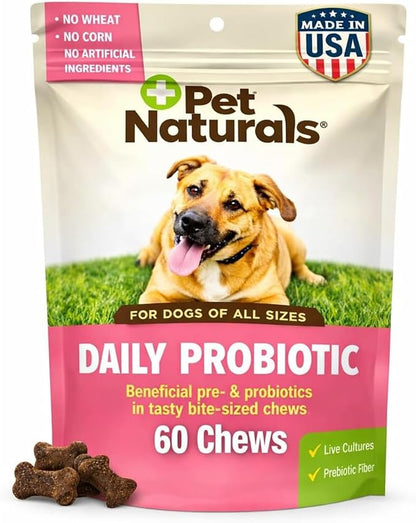 Pet Naturals Daily Probiotic Soft Chews for Dogs, Digestive and Immune Support Supplement, 1 Billion CFU Per Chew, Duck, 60 Count