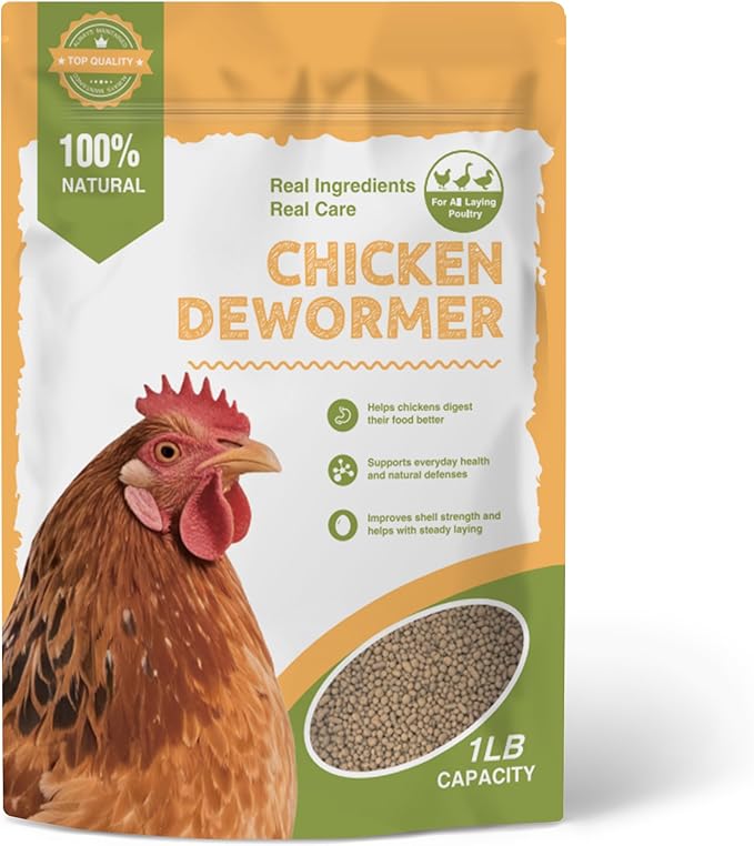 Chicken Dewormer, Safe & Effective Worm Treatment for All Ages & Sizes, Natural Poultry Wormer for Laying Hens, Treats & Prevents Worms in Farms | Desparasitante para Gallinas (1LB)