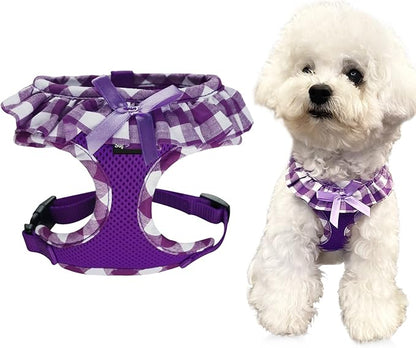 SuperBuddy Upgraded Soft Mesh Dog Harness, Super Breathable Lightweight Pet Harnesses for Puppy Dogs Outdoor Walking, Purple -XSmall