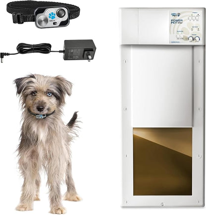 Power Pet Automatic Electronic Pet Door by High Tech Pet - Pet Operated Dog Door, High Security, Air Tight, for Medium Dogs up to 30 lbs. (8¼" X 10" Pet Opening), Easy Install