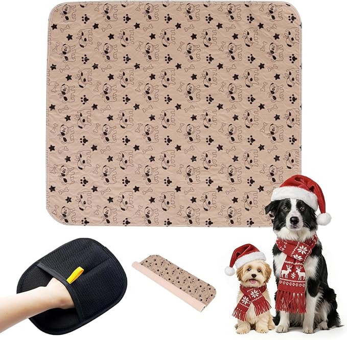 Puppy Pads with Pheromones, Washable Puppy Pee Pads for Dogs Reusable Puppy Pads for Dogs and Cats - Leak & Odor Proof, Non-Slip Base Training Pads for Home & Travel(with Pet Hair Removal Gloves)