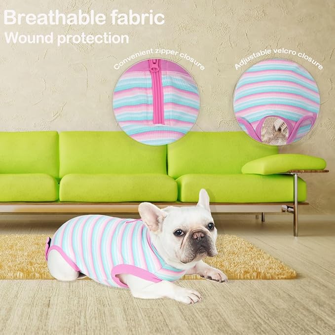 Recovery Suit for Dogs,Dog Cone Alternative Zipper Surgery Suit Female Spay,Soft Dog Surgery Suit for Anti Licking,Breathable Surgical Suit for Dogs Female Spay