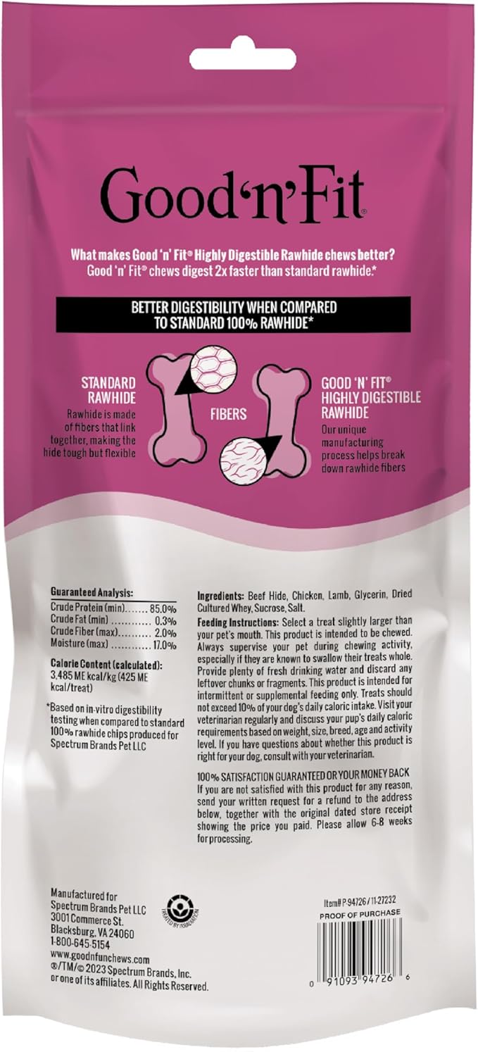 Good ‘n’ Fit Rolls Made with Real Lamb, 2 Large Rolls, Treat Your Dog to Long-Lasting and Highly Digestible Rawhide Chews (Pack of 2)