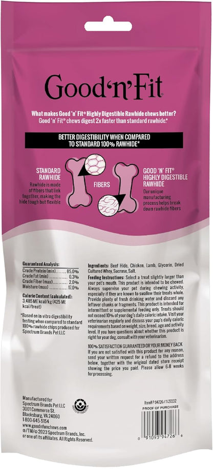 Good ‘n’ Fit Rolls Made with Real Lamb, 2 Large Rolls, Treat Your Dog to Long-Lasting and Highly Digestible Rawhide Chews (Pack of 2)
