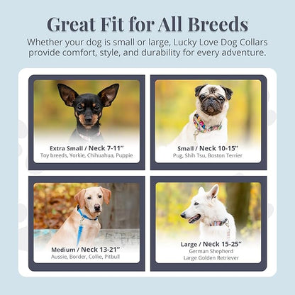 Lucky Love Dog Martingale Dog Collar - Adjustable, No-Slip, Durable, & Soft Webbing Collar for Male and Female Dogs Ideal for Training & Walking - Ladybird, Large