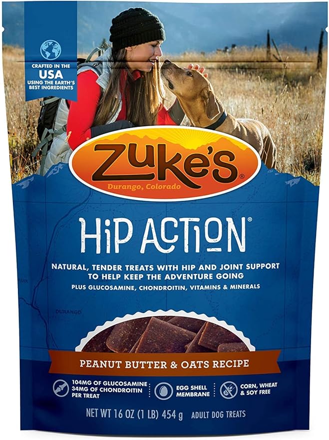 Pet Faves 3 Pack Zuke Hip Action Hip & Joint Support Treats for Dogs 3 Flavor: (1) Roasted Beef Recipe, (1) Fresh Peanut Butter Formula, and (1) Roasted Chicken Recipe (16oz Each) with 10ct Wipes