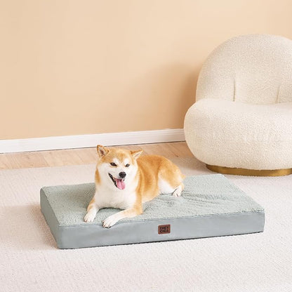 EHEYCIGA Orthopedic Dog Beds for Large Dogs with Removable Washable Cover, Greyish Green, 36x27