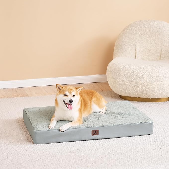 EHEYCIGA Orthopedic XXL Dog Beds for Jumbo Dogs with Removable Washable Cover,Greyish Green, 50x36