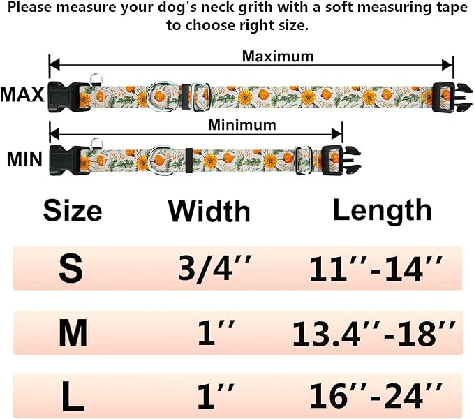 Martingale Collar for Dogs with Buckle Adjustable Nylon Slip No Pull Training Dog Collars (Beige Floral, Large)