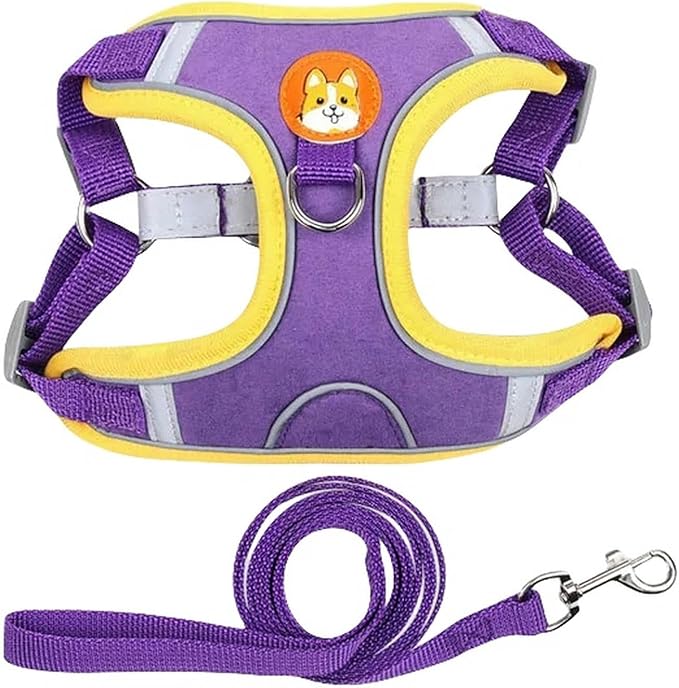 Dog Collar Pet Dog Harness and Leash Set Adjustable Harness Reflective Breathable Small Dog Pet Supplies