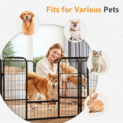 NEWBULIG Dog Playpen for Indoor 24 Inch 6 Panels - Portable Heavy Duty Metal Pet Exercise Pen with Door, Foldable Small Dog Puppy Playpen Fence for Outdoor RV, Camping, Yard, Garden