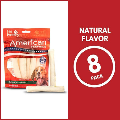 Pet Factory American Beefhide 5" Chip Rolls Dog Chew Treats - Natural Flavor, 8 Count/2 Pack