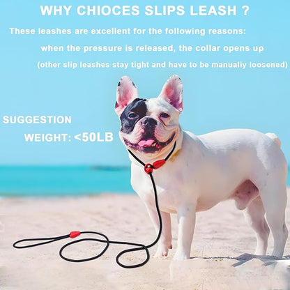 Slip Lead Dog Leash Slip Lead 6 FT Dog Training Leash 9 Colors Slip Leads for Dogs Dog Leashes for Medium Dogs No Pull Dog Leash Black