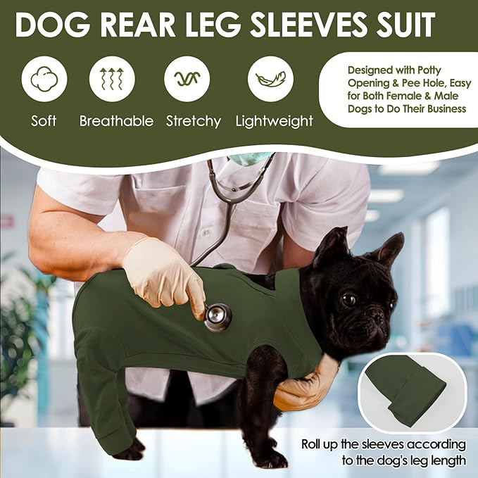 KOESON Dog Surgery Recovery Suit for Back Legs, Strechy Dog Recovery Shirt with Rear Leg Sleeves, Soft Leg Sleeve to Stop Licking for Female Male Dogs, Pet Surgery Onesie for Hind Leg Wound Care