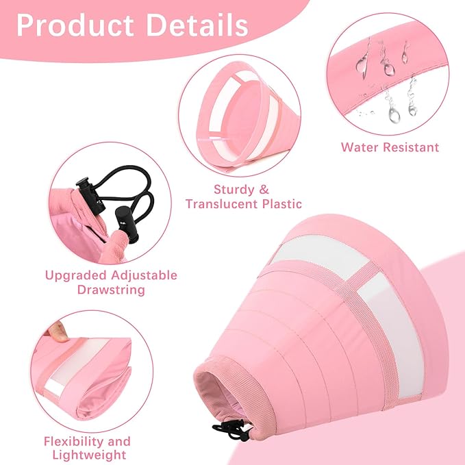 ASENKU Dog Cone Collar, Soft Adjustable Cone for Dogs to Stop Licking, Lightweight Recovery Dog Cone After Surgery, Pet E-Collar for Small, Medium & Large Dogs (Pink, L)