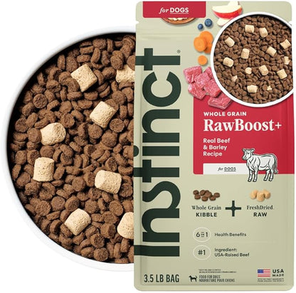 Instinct RawBoost, Natural Dry Dog Food with FreshDried Raw, Whole Grain Recipe - Real Beef & Barley, 3.5 lb. Bag