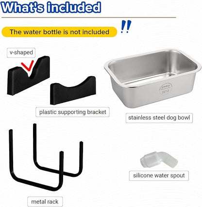 PEDAY Automatic Dog Waterer for Large & X-Large Dogs, Human Grade 18/8 Stainless Steel, Water Bottle Not Included
