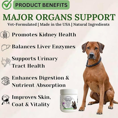 Advanced Liver Support Supplement for Dogs – Milk Thistle, Turmeric, Same & Choline – Liver Detox, Kidney Support, Immunity & Metabolic Boost – Organic Ingredients, Natural Chicken Flavor – 90 Chews