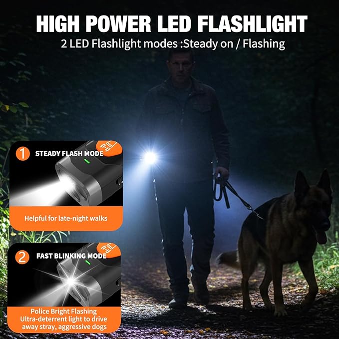 3X Ultrasonic Anti Barking Device for Dogs – 6 Training Modes, 35FT Range, Rechargeable Humane Dog Bark Deterrent Device with Flashlight for Indoor & Outdoor Use (Black)