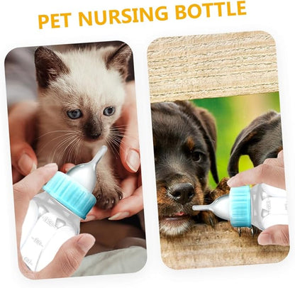 Levemolo 2pcs Cat Milk Bottle for Newborn Kittens and Puppies Manual Feeder with Silicone Nipple Safe and Odorless Small Pet Feeding Bottles for Hand-Feeding and Controlling Food Intake