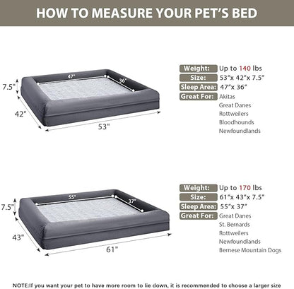 WNPETHOME XXXL Big Dog Bed, Washable Dog Couch with Removable Waterproof Cover, Orthopedic Large Pet Sofa Bed with Bolster Sides for Sleeping