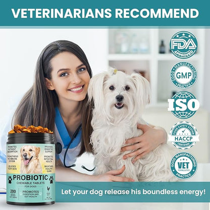 Probiotics for Dogs Gut Digestive Health Probiotic Chews for Dogs Digestive Enzymes Relieve Diarrhea Immunity Oral Problems Itching Constipation Prebiotics Dog Probiotics 200 Ct Chicken