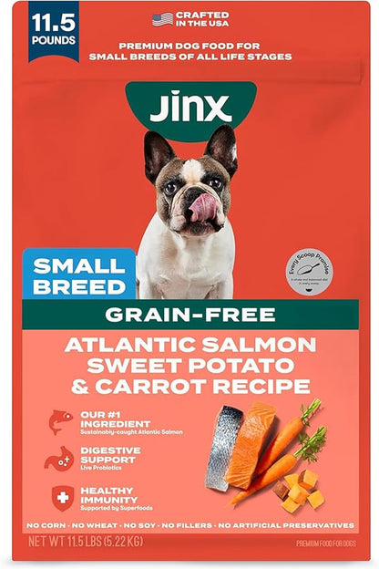 Jinx Premium Small Breed Dog Food Dry - Real Salmon & Sweet Potato Kibble with Superfoods for Immune Support & Probiotics for Digestive Support - No Fillers – 11.5lb