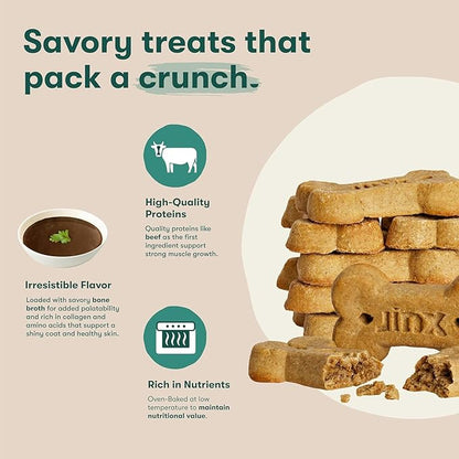 Jinx Oven-Baked Beef Bone Broth Biscuit Dog Treats Bundle - Pack of 2