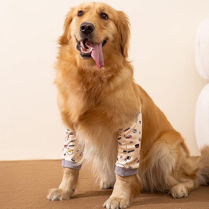 HDKUW Dog Front Leg Braces Recovery Sleeve, Pet Knee Brace Wounds Protector for Medium Large Dog Yellow 2XL