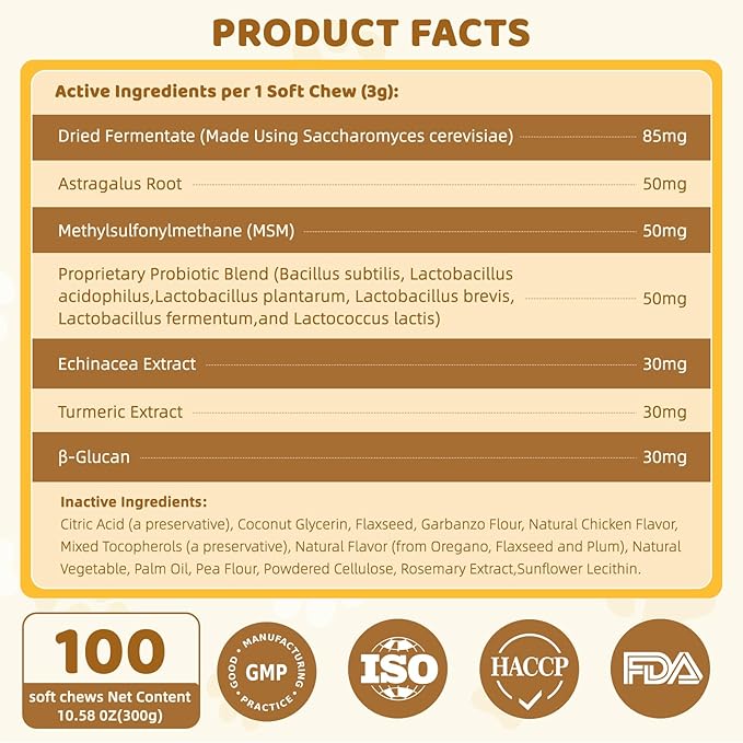 Dog Allergy Relief Chews - Dogs Chew for Itching Relief and Skin Allergy- Soft Probiotics Chew for Dogs Digestive Health Gut Health & Immune System-Skin and Coat Health-100ct