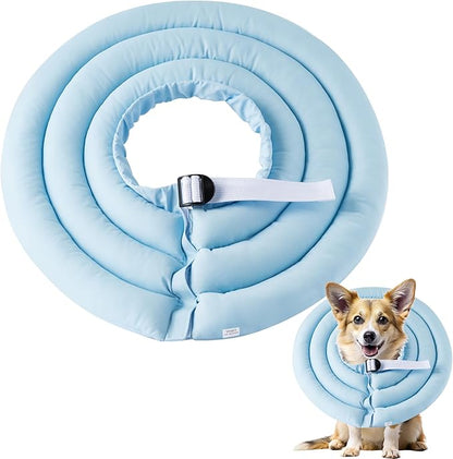 Soft Dog Cone Collar - Adjustable Recovery Cone for Medium Dogs After Surgery to Stop Licking, Waterproof Elizabethan Protective Neck Donut Collar Alternative for Pet Cat Puppy (Blue, M)