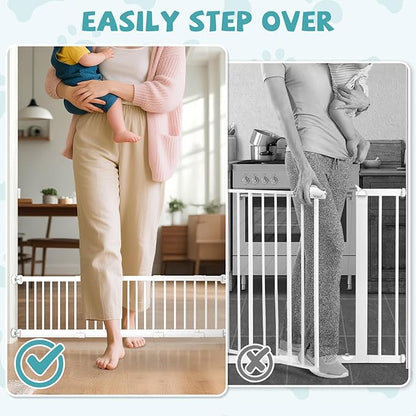 Metal Short Dog Gate, 13” Tall Puppy Small Pet Gate to Step Over, 17"- 44" Pressure Mount Indoor Outdoor Dog Gates with 4 Extension Kits, Small Puppy Gate for Doorways & Stairs