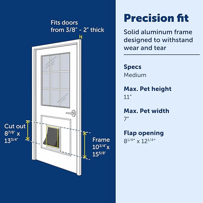 PetSafe Freedom Aluminum Pet Door for Dogs and Cats, Medium, White, Tinted Vinyl Flap
