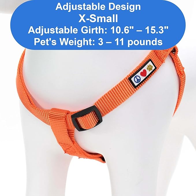 Pawtitas Solid Step-in Dog Harness – Adjustable No-Pull Vest for Puppies to Seniors, Safe & Comfortable XS Orange