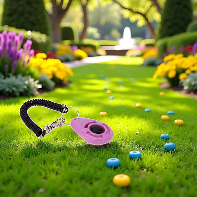 2Pcs Pink Dog Clicker for Training Easy to Use with Button Dog Training Accessories Strong and Long-Lasting, Training and Behavior Aids
