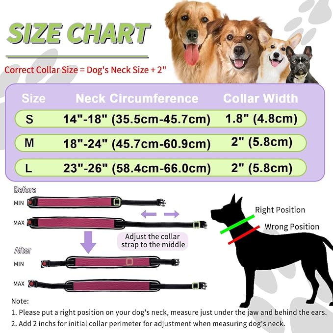 Martingale No Pull Dog Collar for Large Medium Dogs Training Walking, Heavy Duty Nylon Reflective Adjustable Anti Pull Slip Collar with Buckle L Wine Red