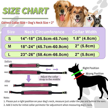 Martingale No Pull Dog Collar for Large Medium Dogs Training Walking, Heavy Duty Nylon Reflective Adjustable Anti Pull Slip Collar with Buckle L Wine Red