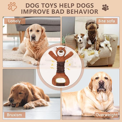 Letsmeet Squeaky Dog Toys - Plush Tug of War with Crinkle Paper, Interactive Pull Toy for Puppies to Large Dogs