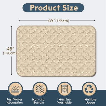FunFurry Washable Pee Pads for Dogs - 1 Pack Reusable Pee Pads，Waterproof Puppy Pads，Pet Training Pads，Super Absorbent with Dog Paw Shape Non-Slip Backing (Cream, 48" X 65" - 1 Pack)