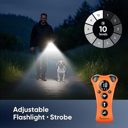 PawBehave Adjustable Ultrasonic Dog Trainer – World's First Variable Frequency Pet Behavior Corrector with 10 Level Ultra Sound, 18 Dog Whistles, Anti-Bark Flashlight, Humane Dog Deterrent (Orange)