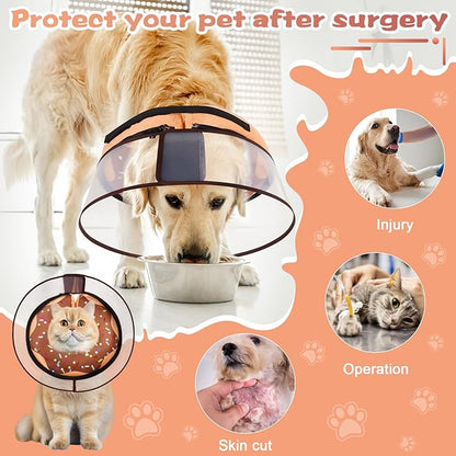 Inflatable Dog Cone Collar with Detachable Enhanced Anti-Licking Shield, Soft Neck Donut Collar for Dogs After Surgery, Adjustable Dog Cone Alternative for Large Medium Small Dogs & Cats