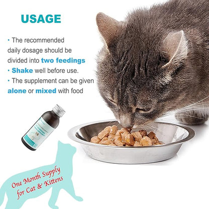 MARIMER Cat Immune Support Liquid Supplement – L-Lysine & Astragalus – Enhances Immunity and Relieves Feline Herpes Symptoms – Nutritional 3.38oz (100ml) for Cats of All Ages