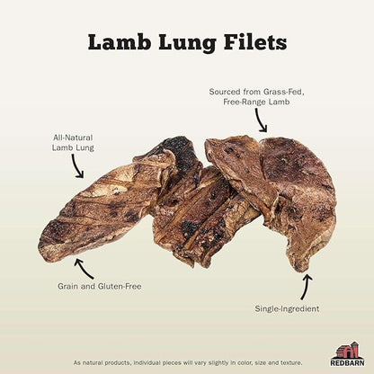 Redbarn Lamb Lung Filets - Oven Roasted Jerky-Style Dog Treats, Flavorful, Tasty & Highly Palatable Chews, Single Ingredient Protein – 10 oz, Case of 10 Bags