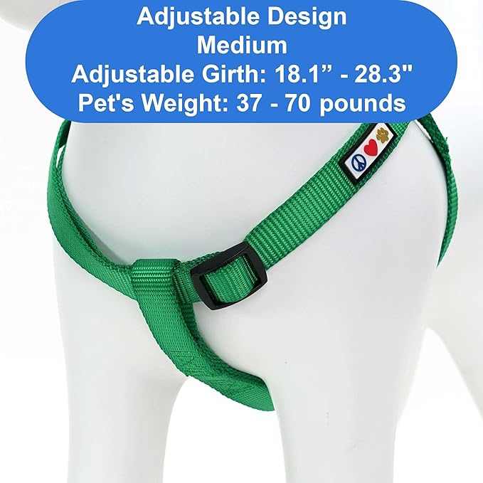 Pawtitas Solid Step-in Dog Harness – Adjustable No-Pull Vest for Puppies to Seniors, Safe & Comfortable M Lush Green