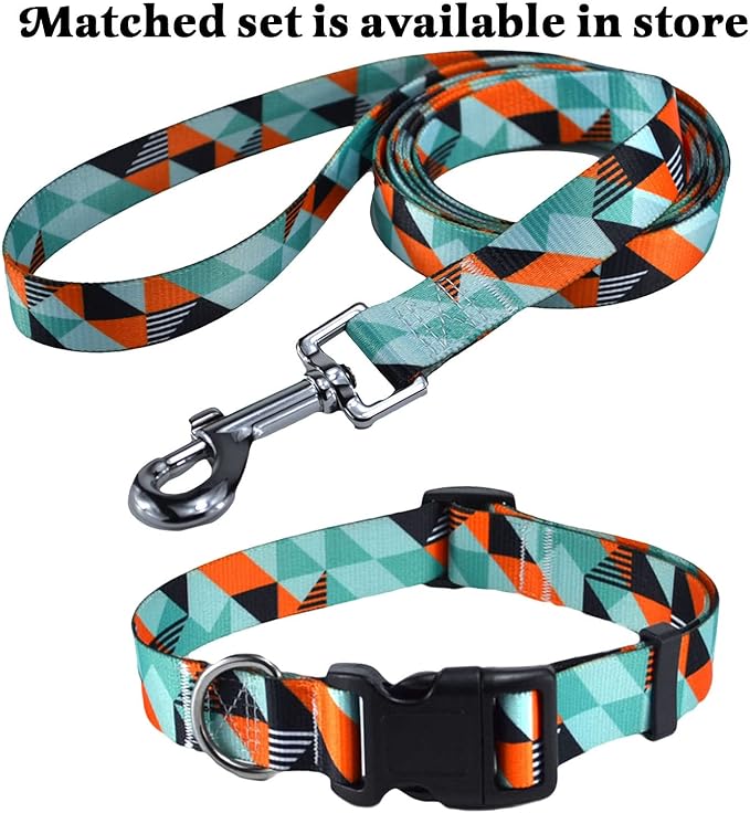 Mihqy Dog Collar with Bohemia Floral Tribal Geometric Patterns - Soft Ethnic Style Collar Adjustable for Small Medium Large Dogs (Geometry,XS)