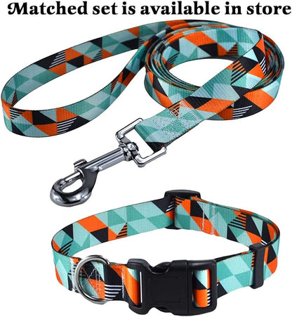 Mihqy Dog Collar with Bohemia Floral Tribal Geometric Patterns - Soft Ethnic Style Collar Adjustable for Small Medium Large Dogs (Geometry,XS)